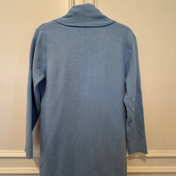 MaxSport Women's Medium Light Blue Long Open Front Cardigan Duster Cozy Knit - Picture 5 of 9